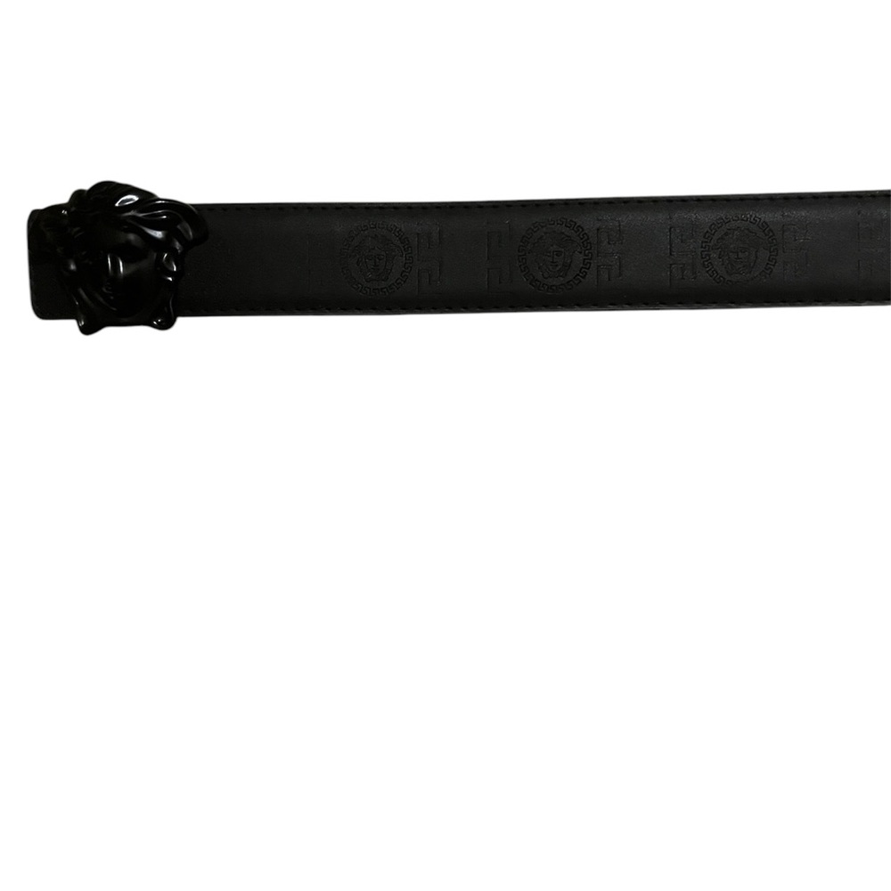 Versace Black Leather Belt with Medusa Head